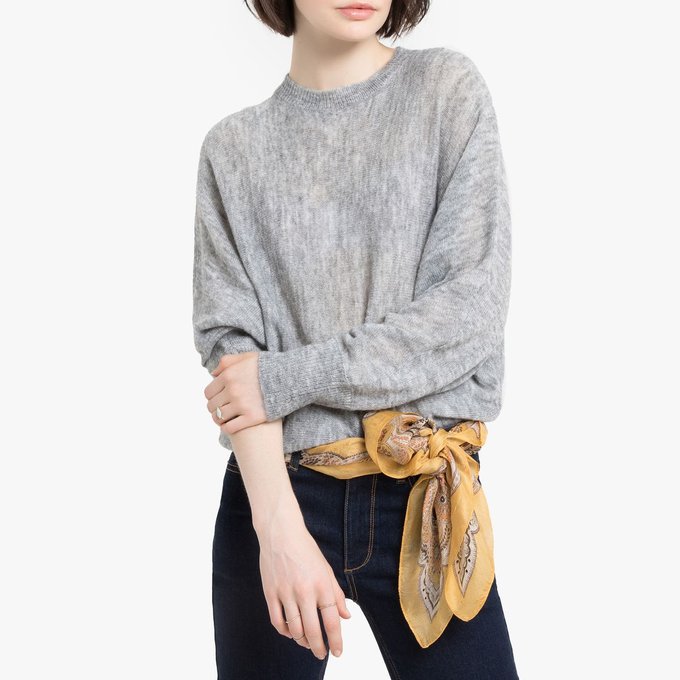 Pull col rond manches chauve souris en fine maille La Pull femme en grosse maille effet loose et col montant | GÉMO