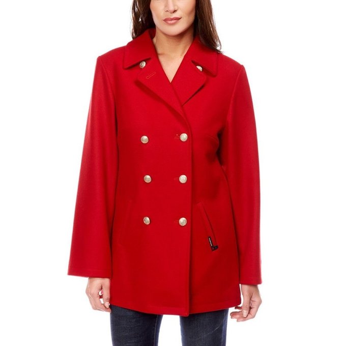 Caban marin laine made in france rouge Dalmard Marine | La Duffle coat court en laine impermeable marine Dalmard Marine