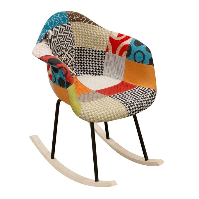 Fauteuil à bascule patchwork h. 83 cm noir The Home Deco Fauteuil à bascule patchwork h. 83 cm noir The Home Deco
