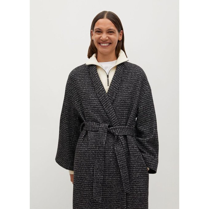 Manteau en laine avec ceinture bleu nuit Mango | La Redoute Manteau en laine avec ceinture bleu nuit Mango | La Redoute