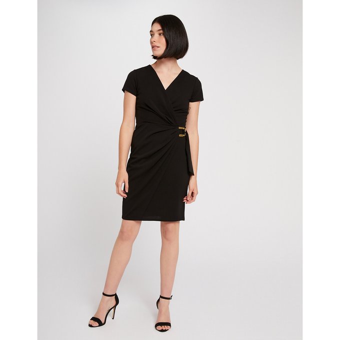 Robe Portefeuille Courte Ceinturee Noir Morgan La Redoute