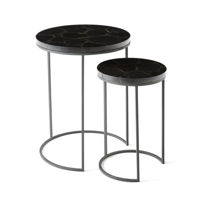 Anaximene Nest Of 2 Side Tables In Agate Metal Black Agate Am Pm La Redoute