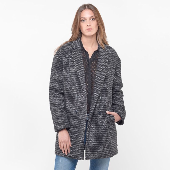 Manteau coupe ample noir Le Temps Des Cerises | La Redoute Manteau ample femme | La Redoute