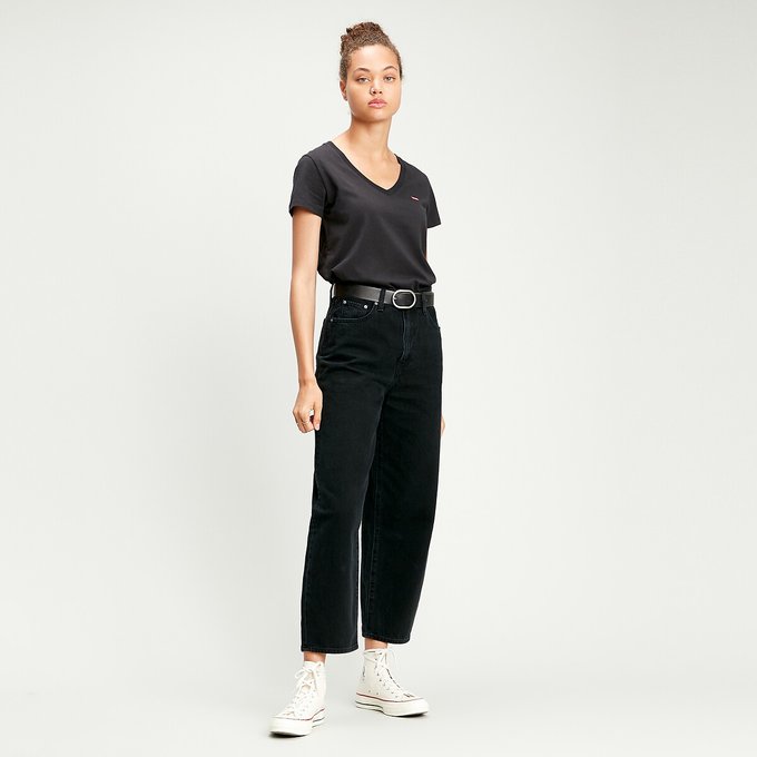 LEVI'S T-shirt manches courtes, col V, logo devant