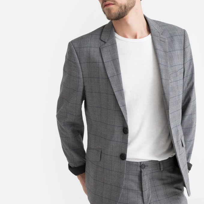 Kariertes Sakko Slim Fit Grau Kariert La Redoute Collections La Redoute