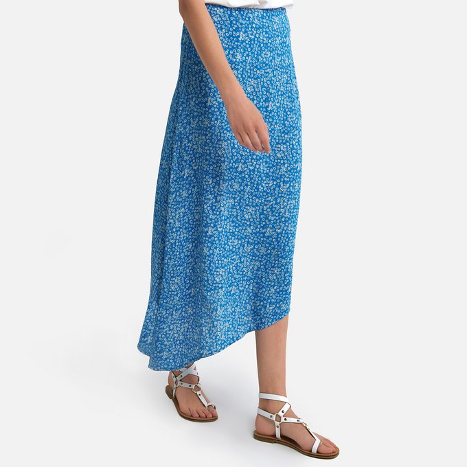 blue floral maxi skirt