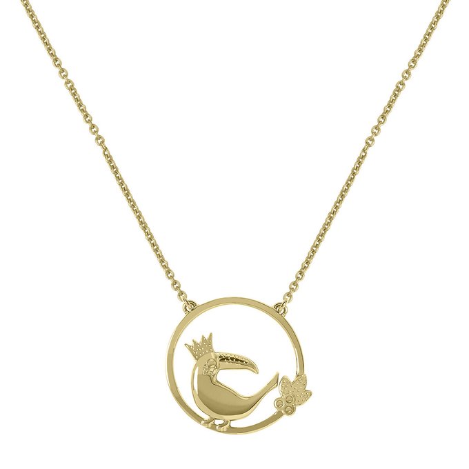 Ladies Plated 18ct Gold Toucan Pendant Necklace Coloured Sara Miller La Redoute - Ladies Gold Pendant Necklaces Ladies Plated 18ct Gold Toucan Pendant Necklace Coloured Sara Miller La Redoute - Ladies Gold Pendant Necklaces