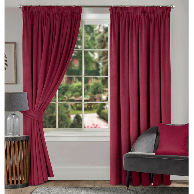 Clever Velvet Lined Pencil Pleat Curtains In Wine Burgundy So Home La Redoute