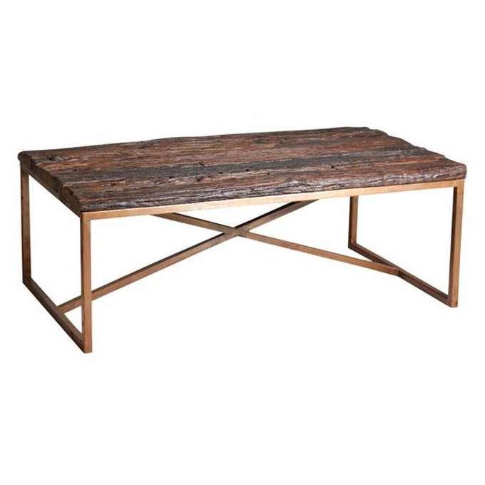 Table Basse En Acier Cuivre Et Bois Massif Naturel Aubry Gaspard