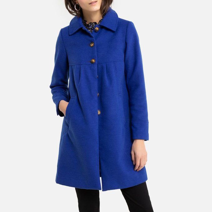 Manteau boutonné bleu dur Anne Weyburn | La Redoute Manteau femme ANNE WEYBURN | La Redoute