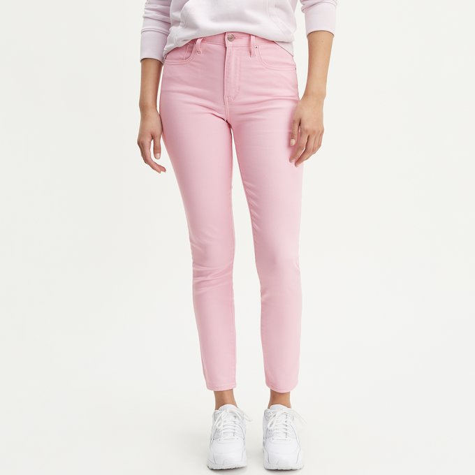 pink denim jeans