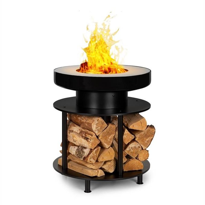 Braséro de jardin & grill barbecue wood stock Blumfeldt | La Kit Complet Brasero Barbecue 100cm avec Base Range Bûches en