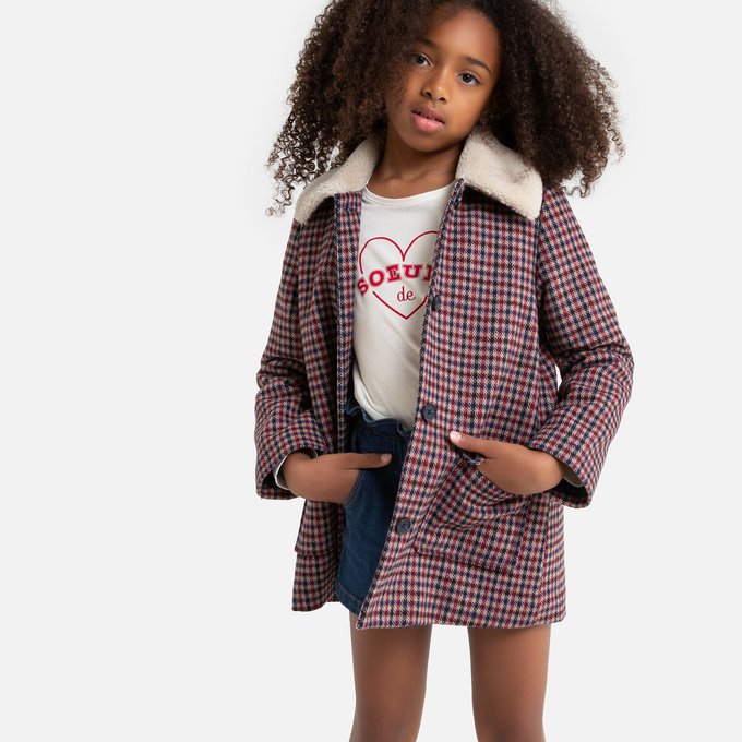 girls checked coat