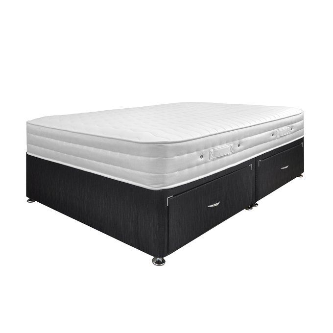 4 Drawer Divan Bed Set With Aria Memory Foam Mattress Black