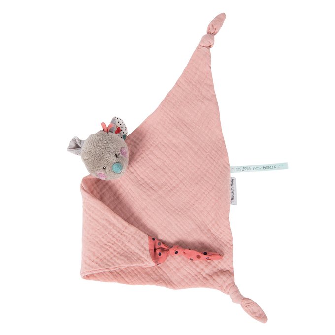 Les Jolis Trop Beaux Mouse Muslin Comforter Pink Moulin Roty