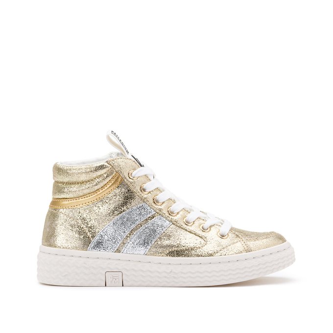 gold coloured trainers