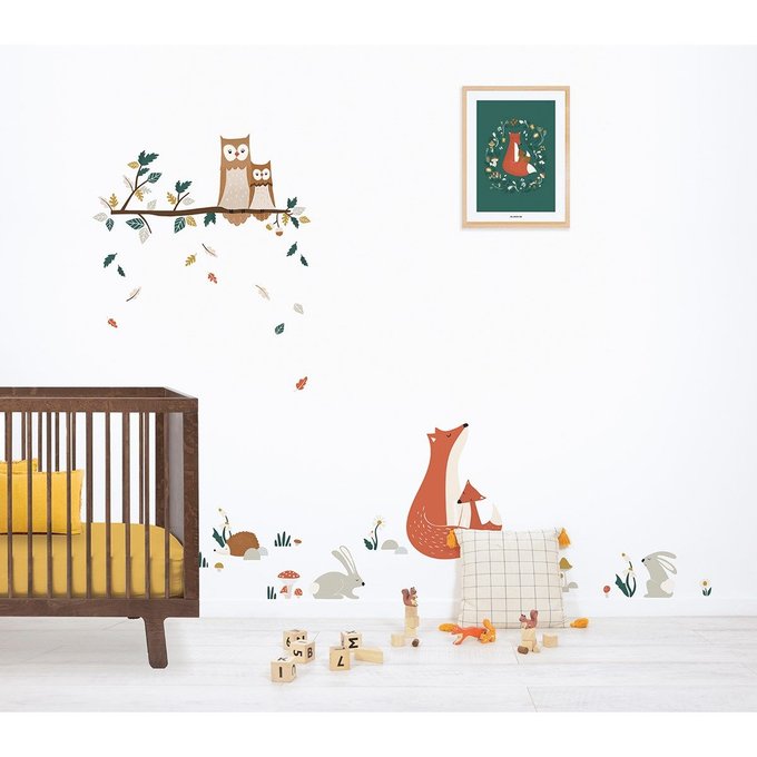 Cadre Bois Enfant Famille Renard Made In France Vert Emeraude Lilipinso La Redoute