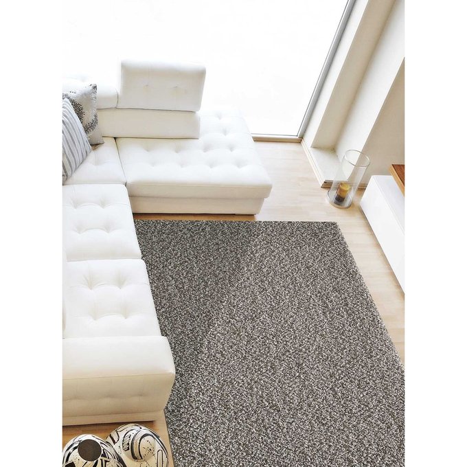 Tapis Longues Mèches Shaggy Simple Polypropylène Gris Un