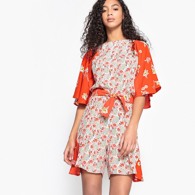 red flower playsuit