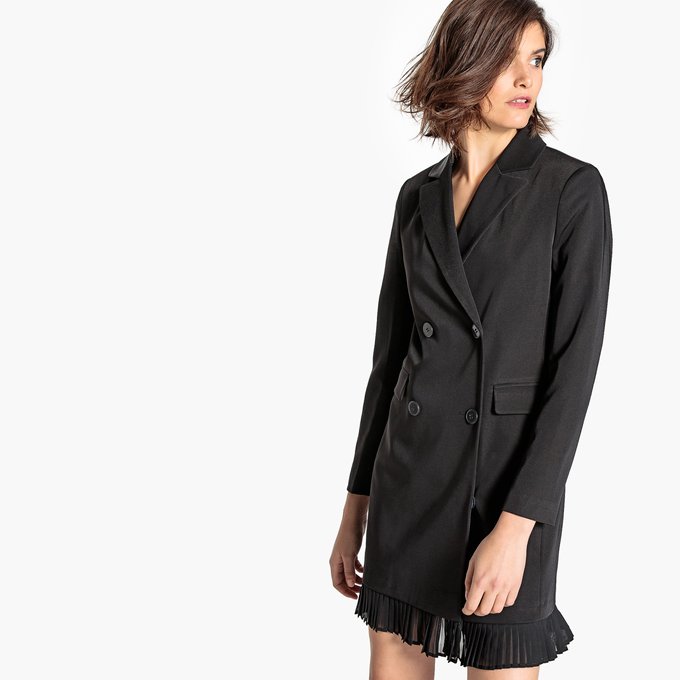 pleated blazer dress