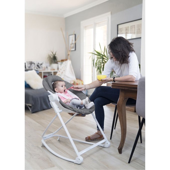 Transat Compact Up Reglable En Hauteur Gris Blanc Badabulle La Redoute