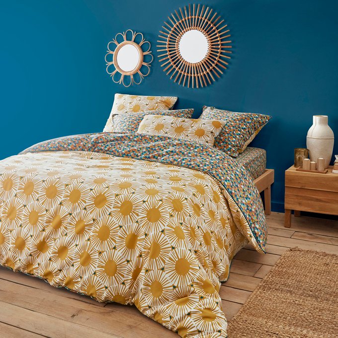 Housse De Couette Pur Coton Jahia La Redoute Interieurs Imprime Jaune Bleu La Redoute