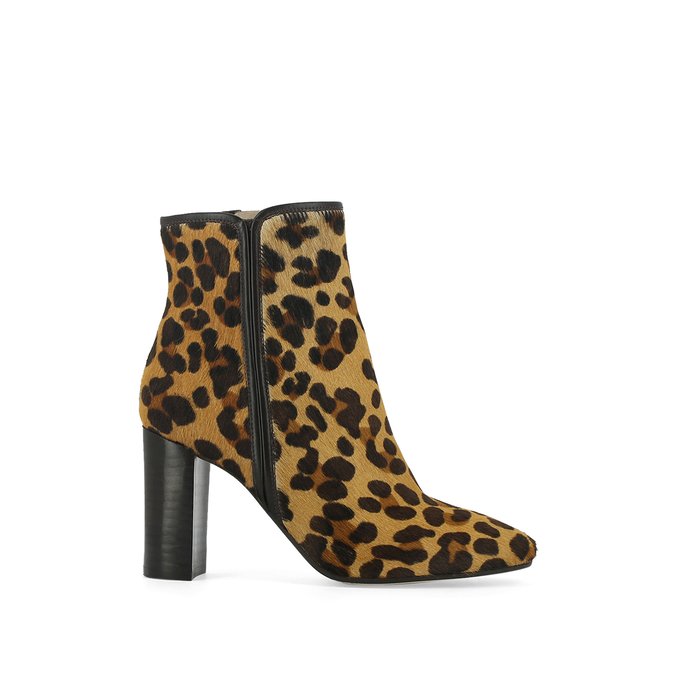 leopard high heel boots