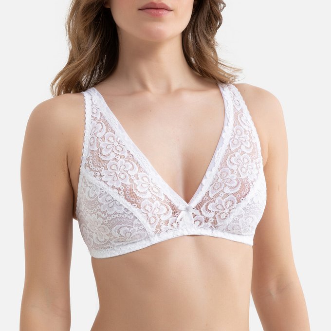white padded lace bralette