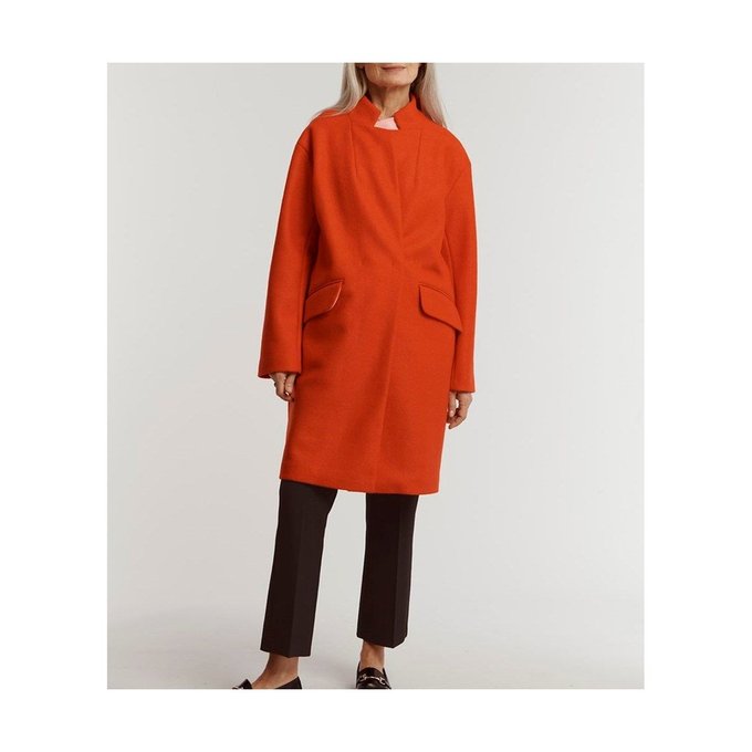 Manteau laine bouillie rouge cachemire Devernois | La Redoute Manteau droit col à revers orange foncé Bonobo | La Redoute