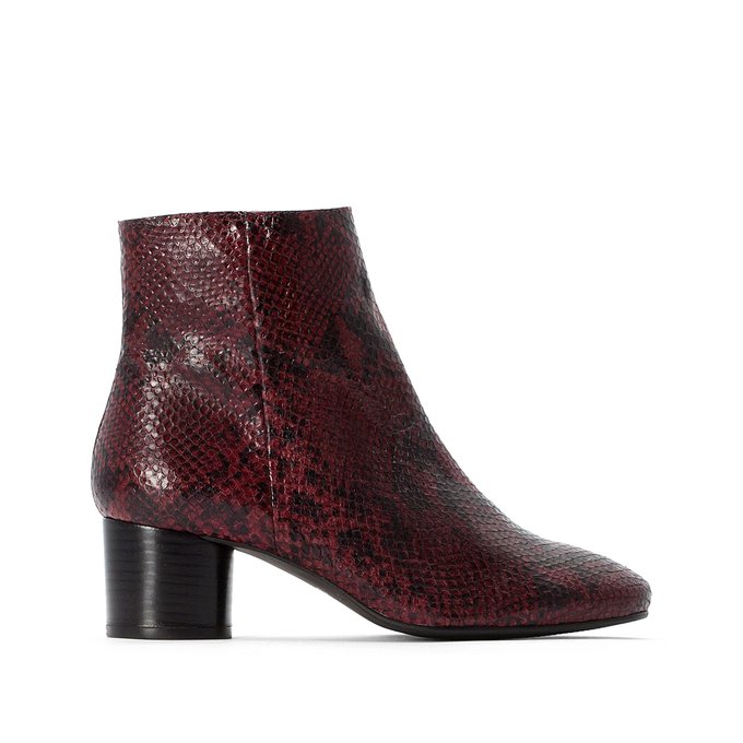 snakeskin leather ankle boots