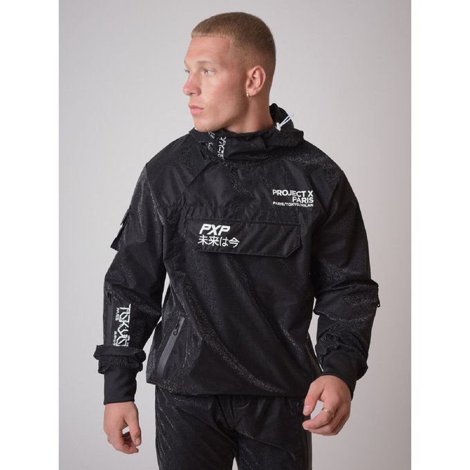 Coupe vent typo logo inspi japonaise noir Project X | La Redoute Imperméable transparent noir Project X | La Redoute