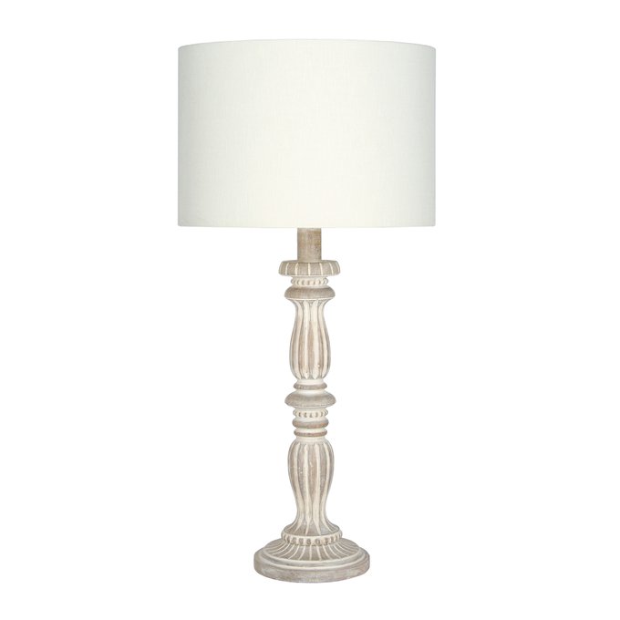 Table Lamp Base In Antique Cream Wash Wood So Home La Redoute Table Lamp Base In Antique Cream Wash, Cream Lamp Base