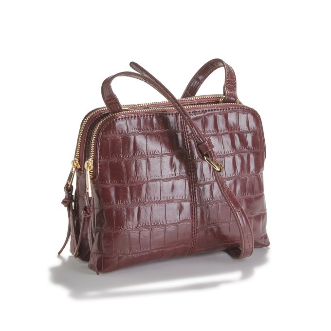 burgundy mock croc bag