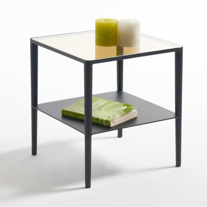 Razzi Two Tier Side Table In Gl Steel Black La Redoute Two Tier Side Table In Gl Steel