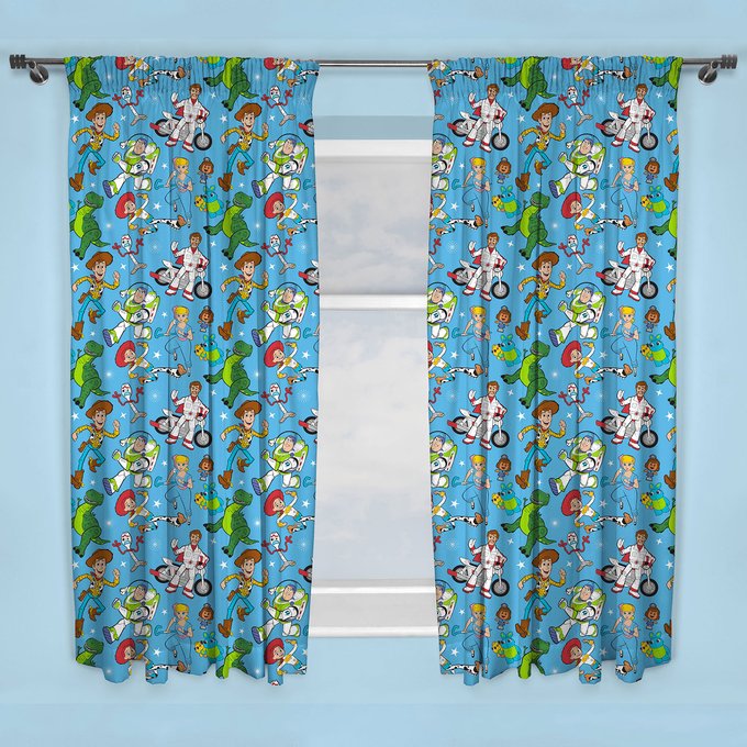 Children S Pencil Pleat Bedroom Curtains 72 Inch Blue Toy
