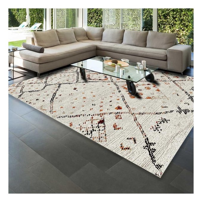 casa pura Tapis de Couloir Beige Dos en Latex Anti-D/érapant Tapis de Passage Azrou Tapis au M/ètre avec Motif Marocain 85x100 cm Tapis Oriental