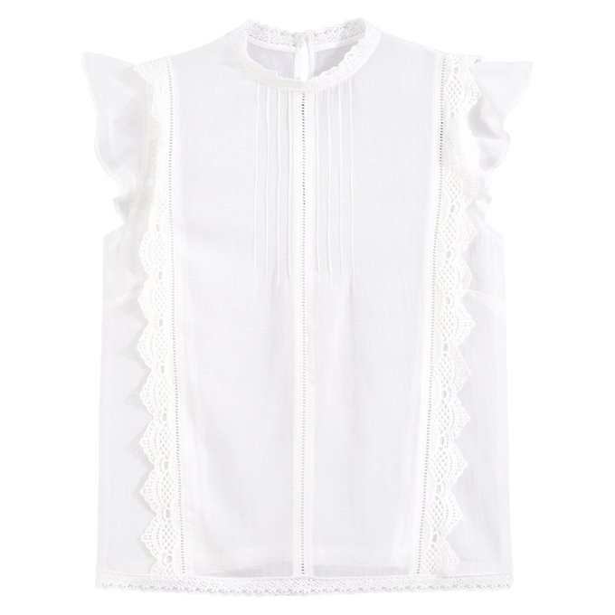Blusa de cavas com gola subida