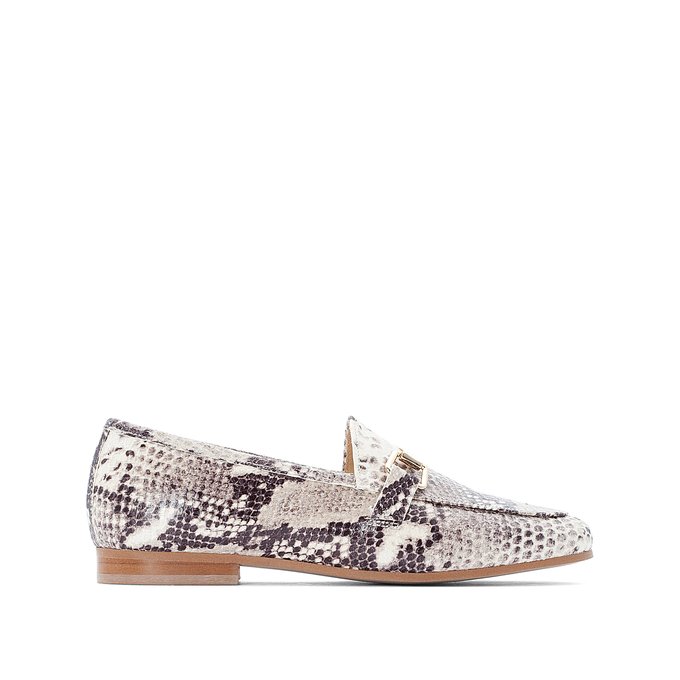 snake print loafers