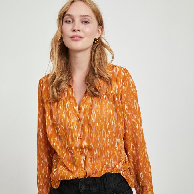 yellow print blouse