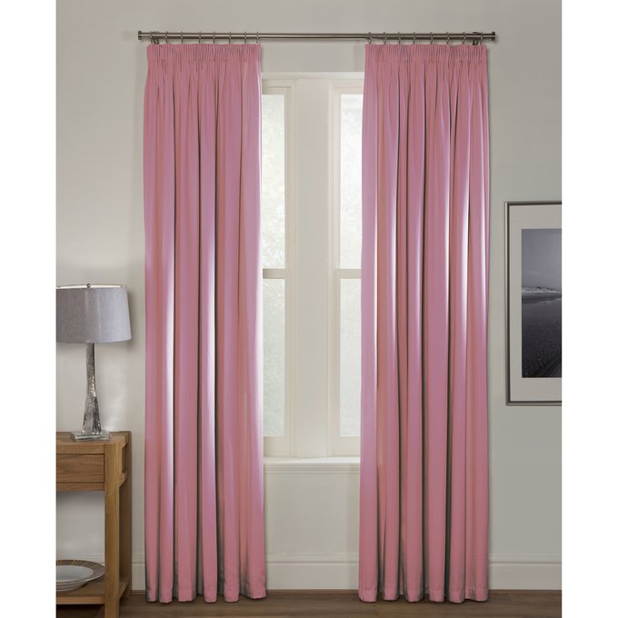 Woven Blackout Pencil Pleat Curtains Soft Pink Soft Pink Home