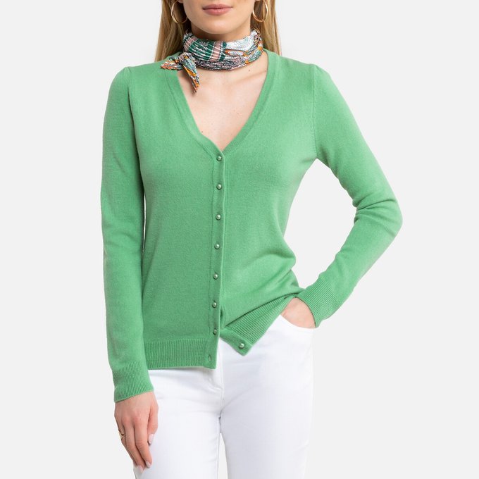 green v neck cardigan
