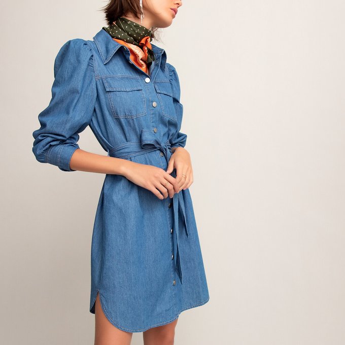 denim mini shirt dress