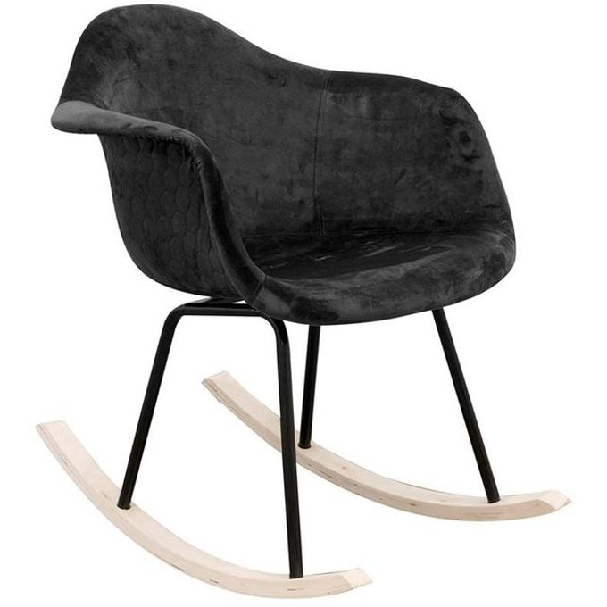 Fauteuil à bascule assise en velours noir noir The Concept Fauteuil à bascule assise en velours noir noir The Concept