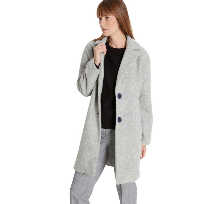 Manteau avec laine forme 34 gris chiné Balsamik | La Redoute Manteau en laine gris clair Betty Barclay | La Redoute