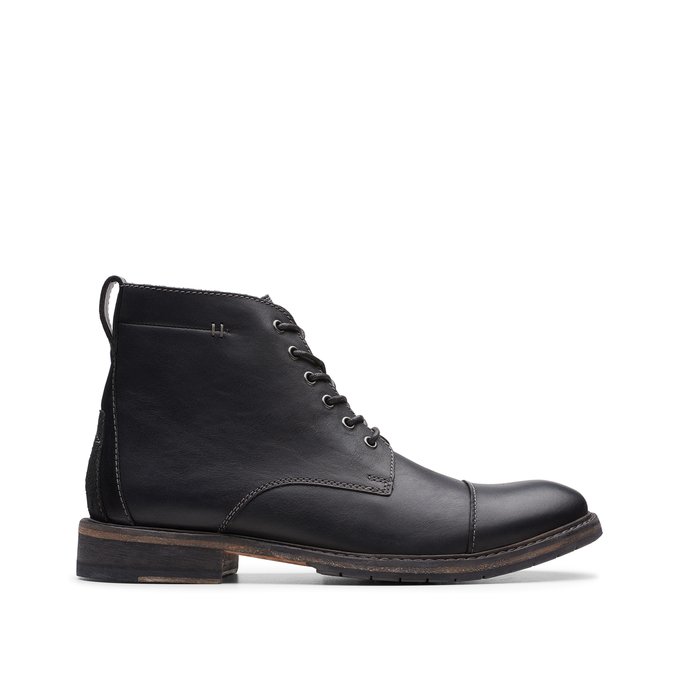 Leather lace-up ankle boots , black 
