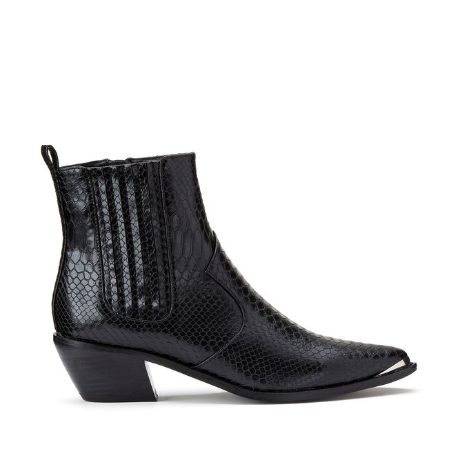 Pointed Chelsea Ankle Boots in Mock Croc