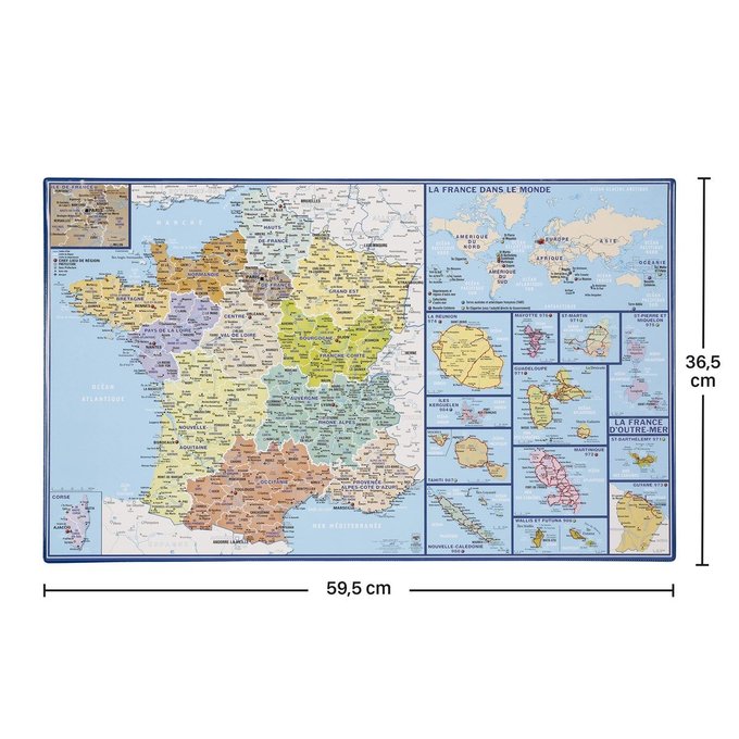 Sous-Main Bureau Carte du Monde Antique 34x49cm Erik/® Protege Bureau Planisph/ère