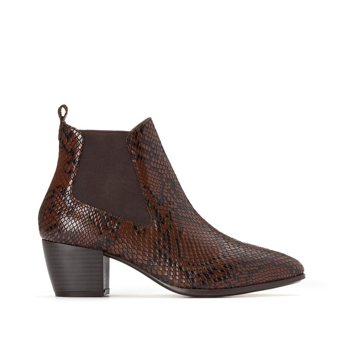 snake print leather boots