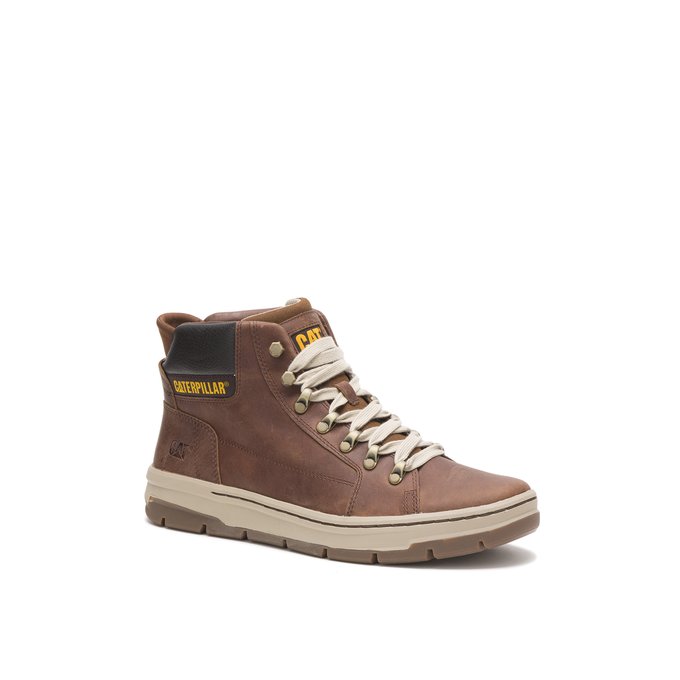 Leather high top trainer boots , brown 