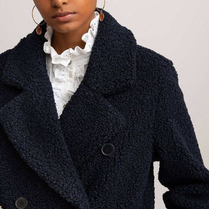 blue longline teddy coat